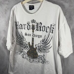 Hard Rock Hotel San Diego Winged Guitar Graphic T-Shirt Mens White XL